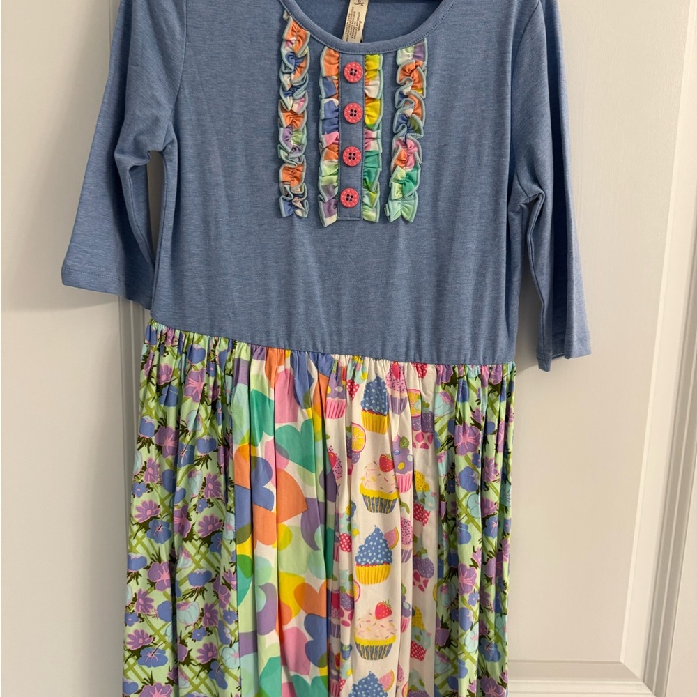 Matilda Jane Multicolor Floral and Cupcake Dress
